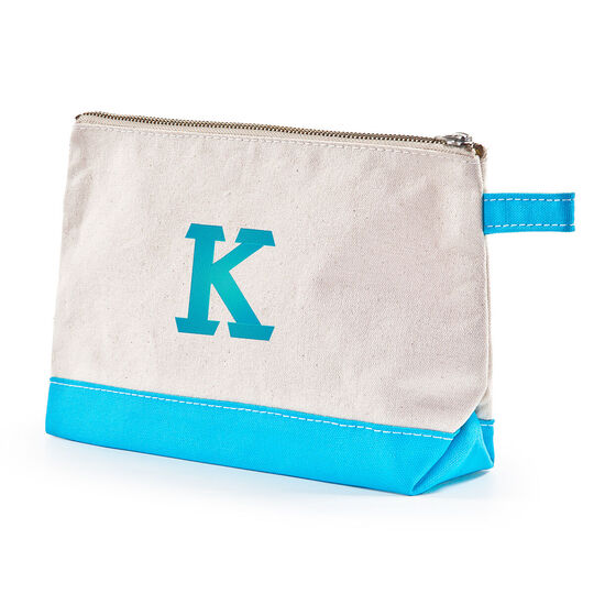 Personalized Turquoise Trimmed Cosmetic Bag